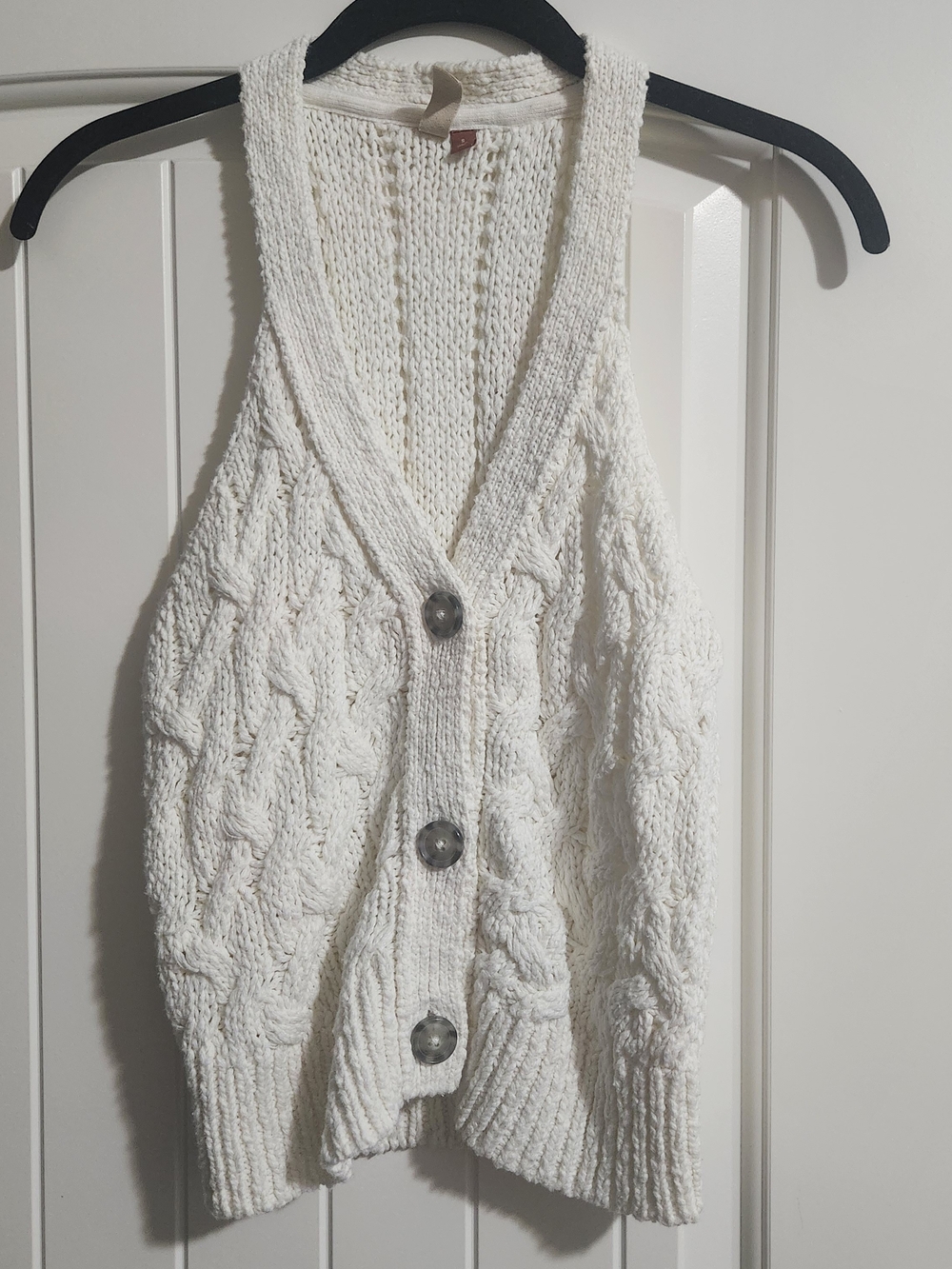 Pilcro Cream Cable-Knit Button Front Sweater Vest